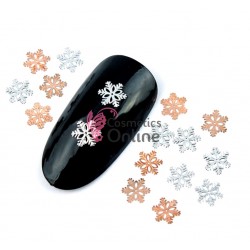 Decoratiuni metalice 3D pentru unghii 100 bucati 017 Fulgi de Zapada Argintii